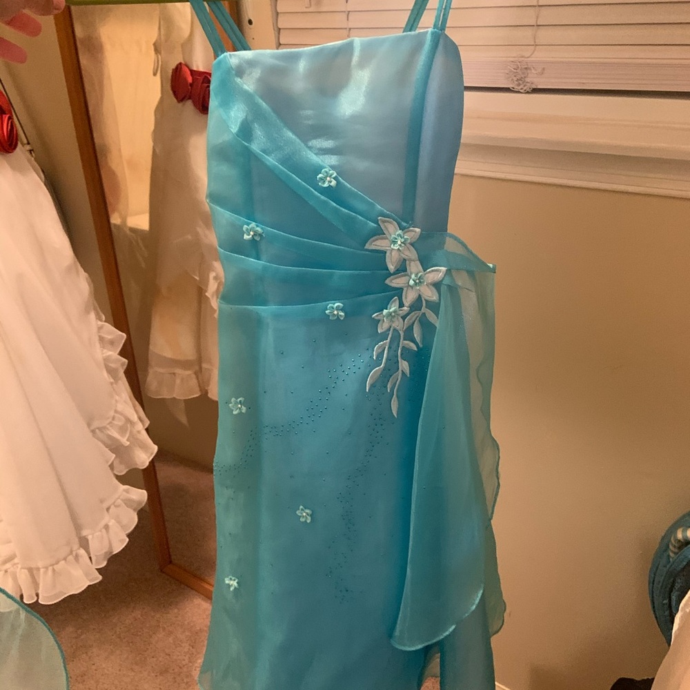 Girls size blue elegant wedding dress
